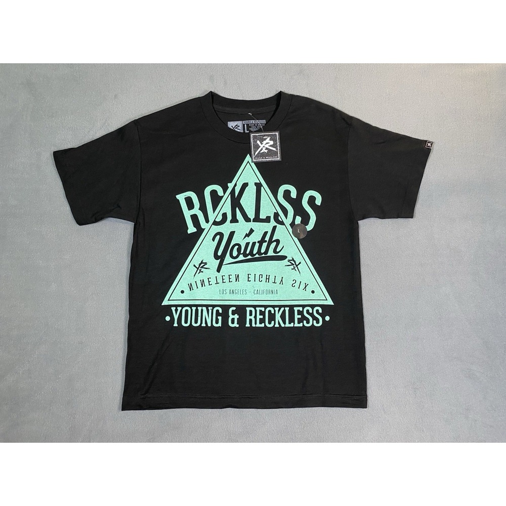 NWT Young & Reckless Youth Boys Size L Tee Shirt Short Sleeve Graphic Triangle T